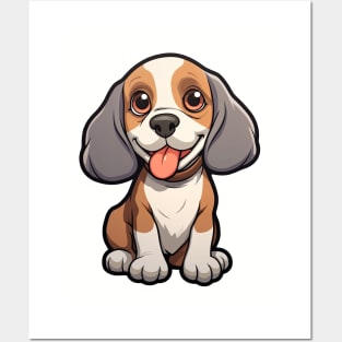 Cartoon Cute Kawaii Beagle Posters and Art